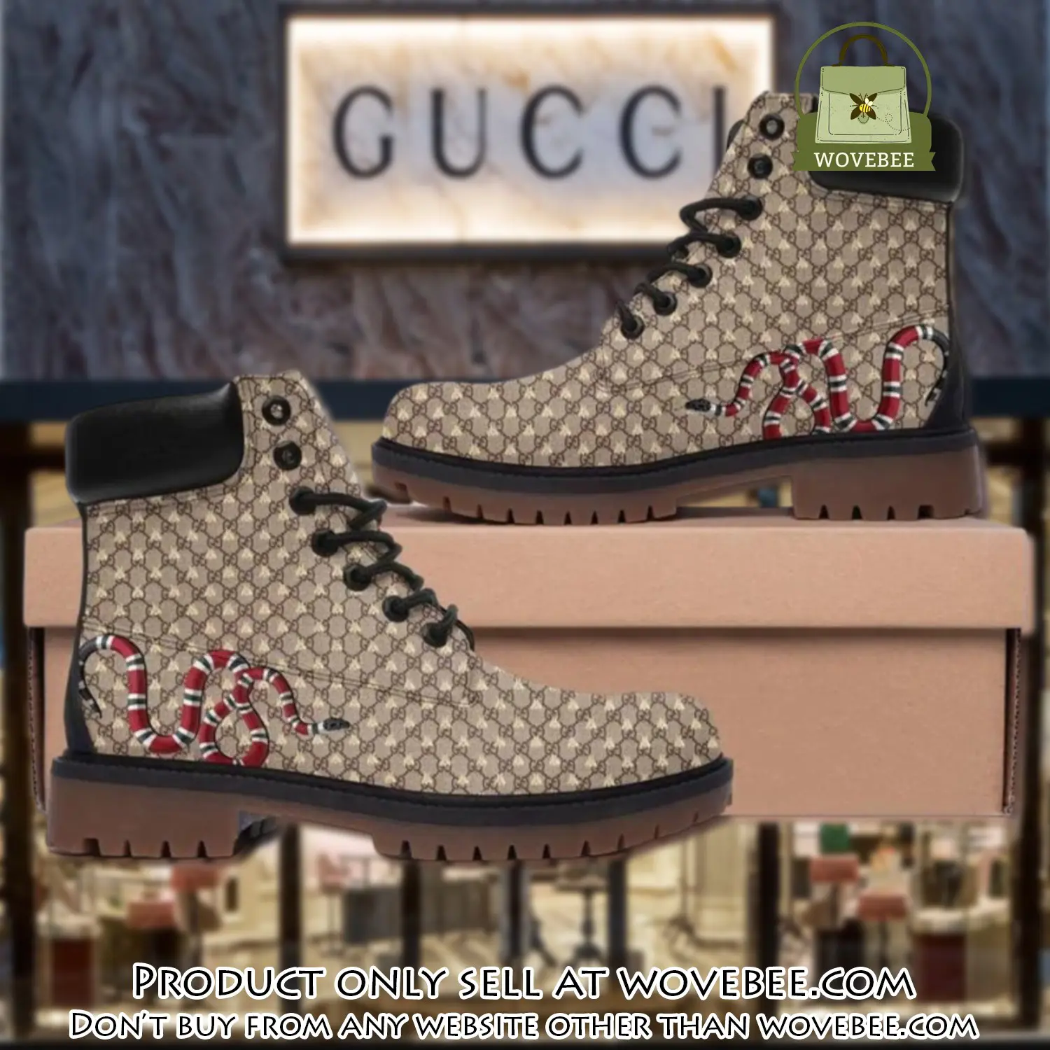 Gucci snake beige luxury brand boots gifts for men women wvb5000428